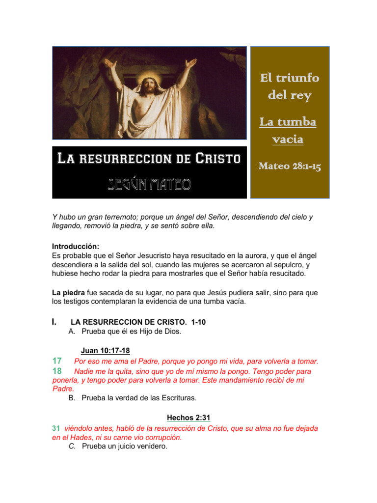 La Resurrección de Cristo: Hechos y Pruebas | PDF | La resurrección de ...