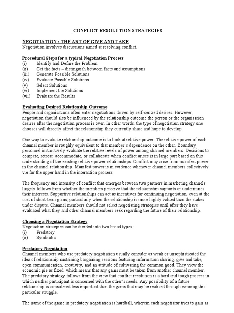 Negotiation Strategies for Conflict Resolution | PDF | Negotiation ...