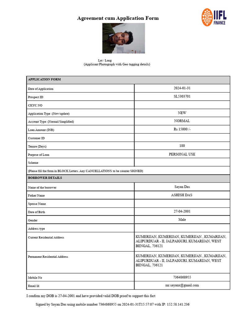 Personal Loan Application Form | PDF | Loans | Interest