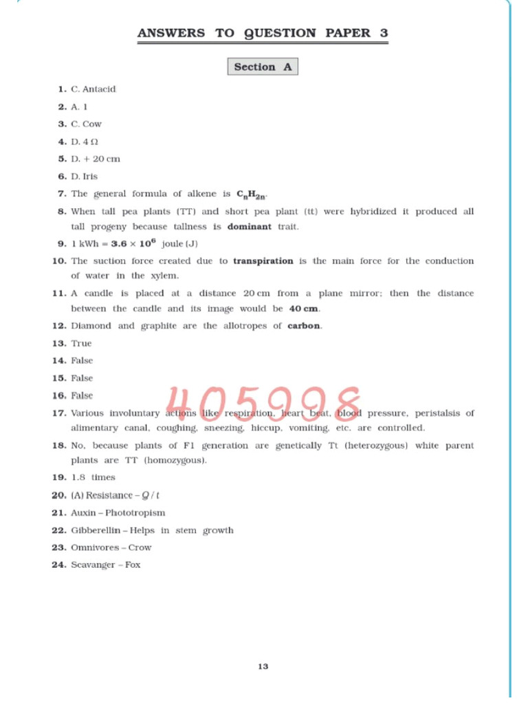 Science Paper 3 Solutions | PDF