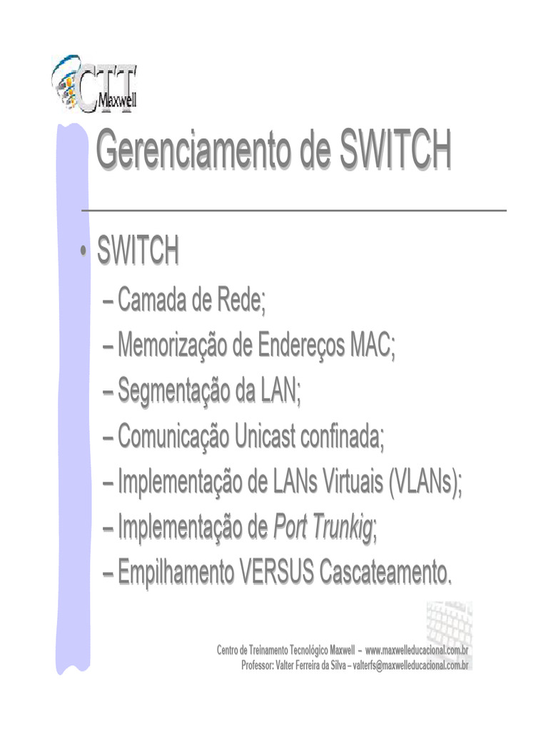 Gerenciamento de Switches e VLANs | PDF | Comutador de rede | Rede de ...