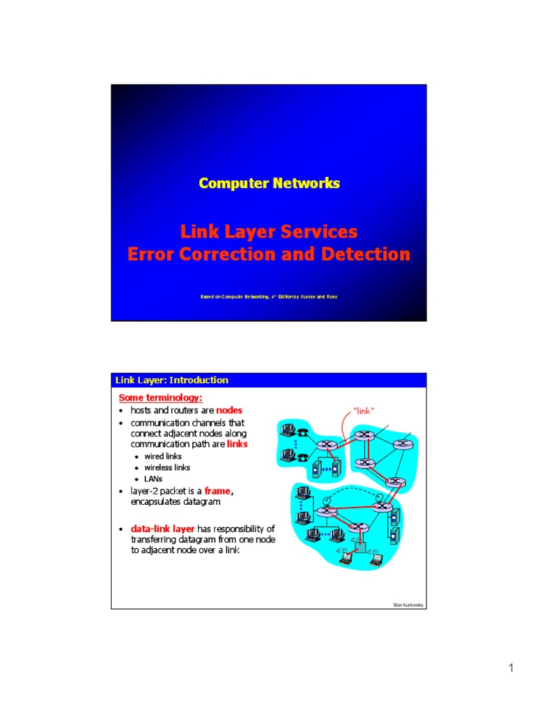Link Layer Services Link Layer Services Error Correction and Detection