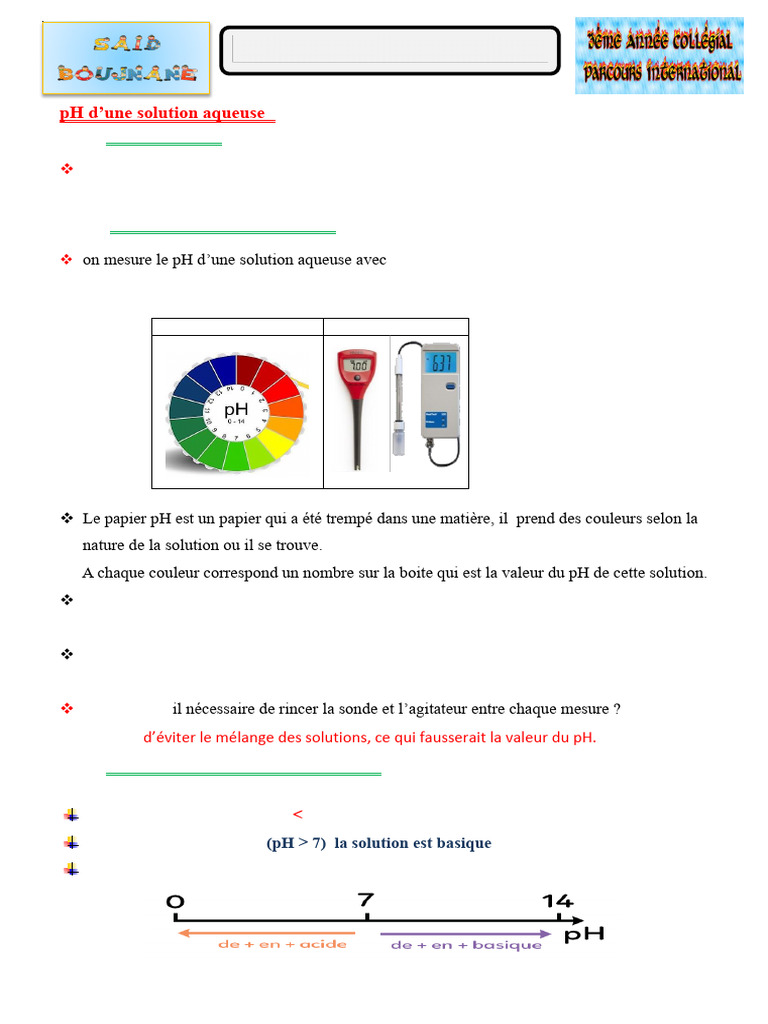 Comprendre le pH des solutions aqueuses | PDF | Ph | Acide