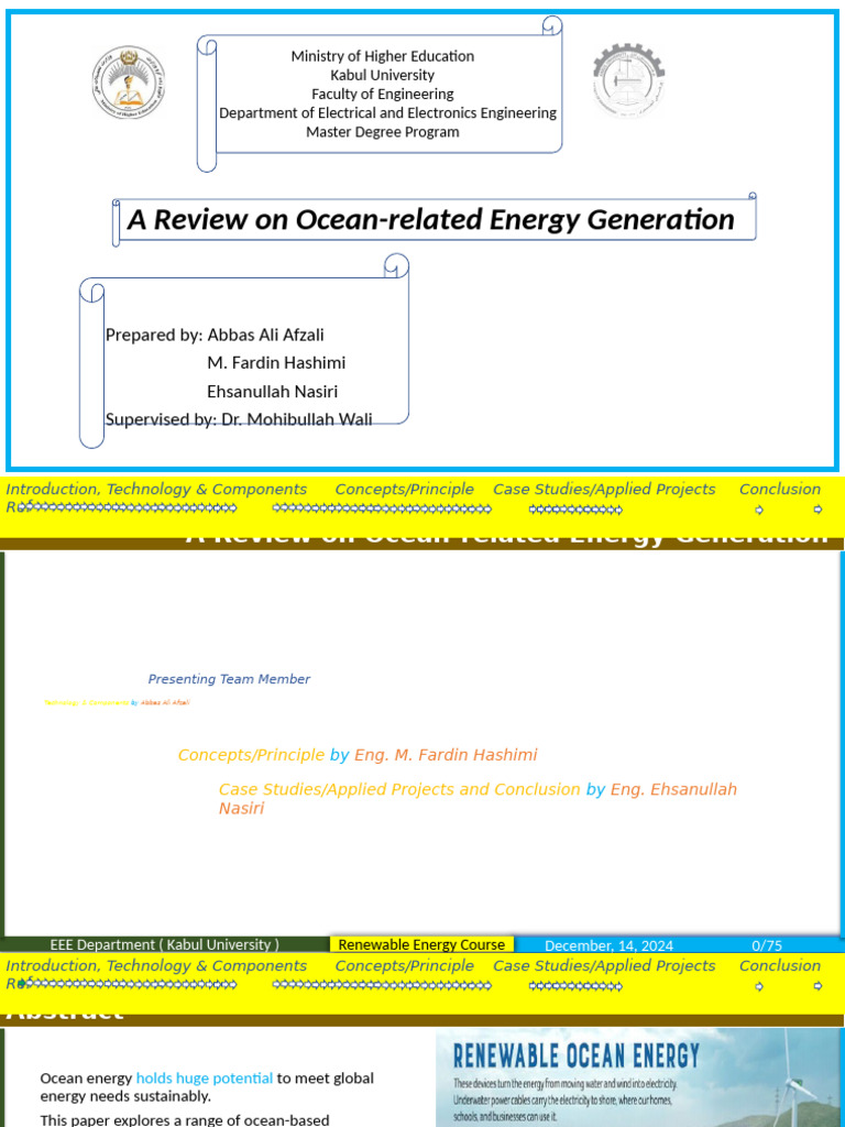 Ocean Energy Generation Technologies | PDF | Tide | Osmosis