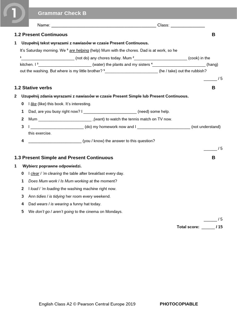 English Grammar Exercise Sheet | PDF