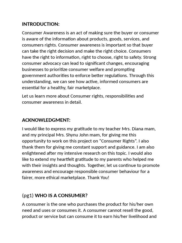 Consumer Rights Pdf Consumer Behaviour Economies