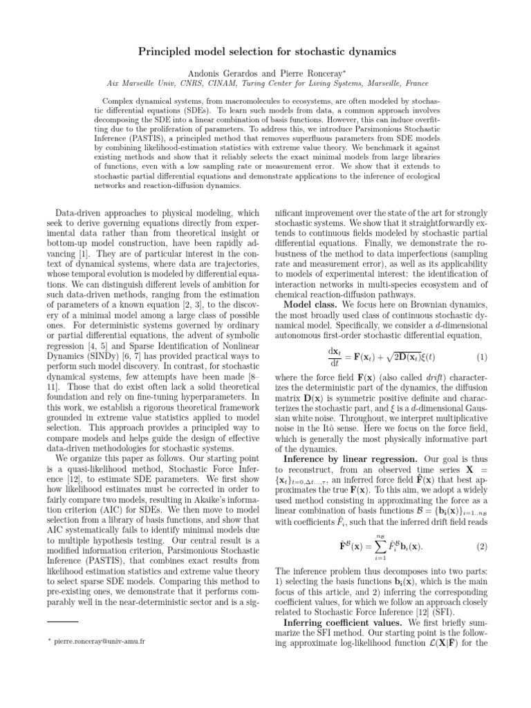 Principled Model Selection For Stochastic Dynamics | PDF | Akaike ...