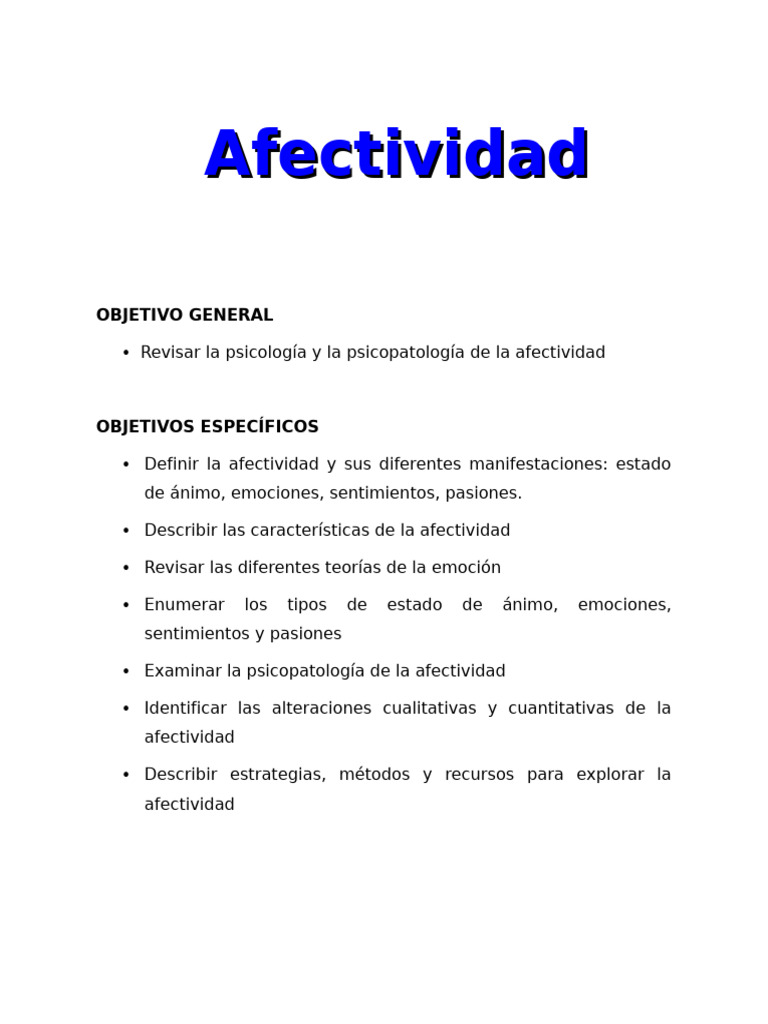 Psicología de la Afectividad y Emociones | PDF | Las emociones | Afecto ...