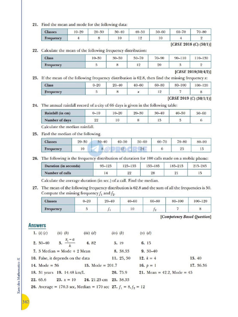 practice sheet mean mode median | PDF