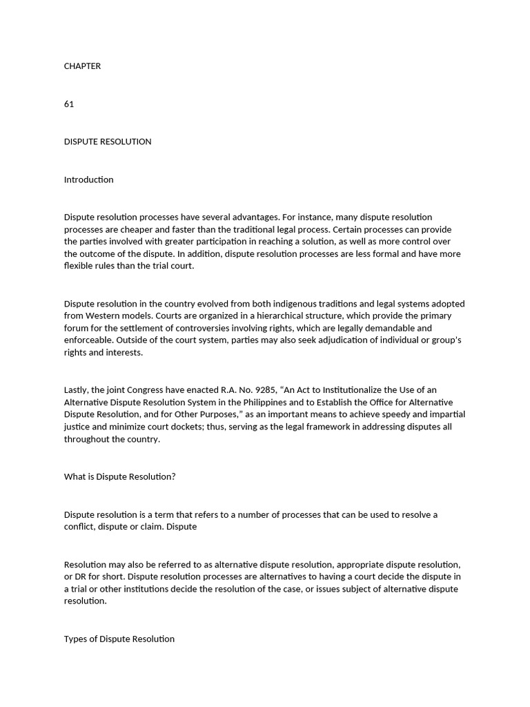 Dispute Resolution Processes Explained | PDF | Mediation | Arbitration