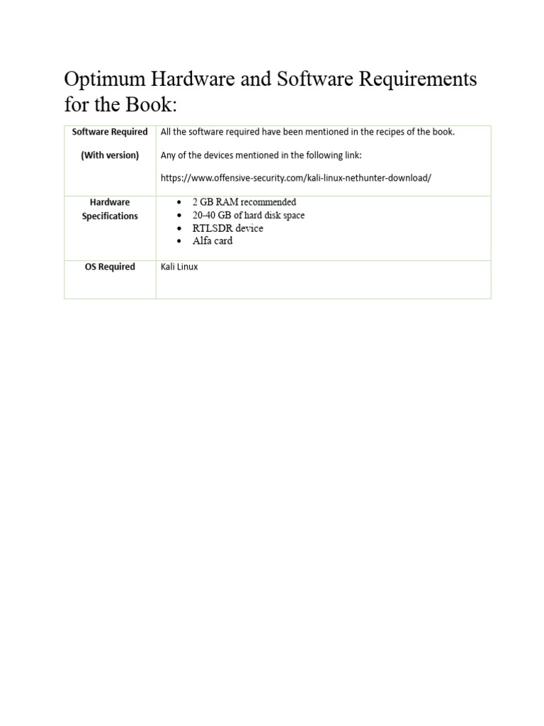 Software and Hardware List | PDF