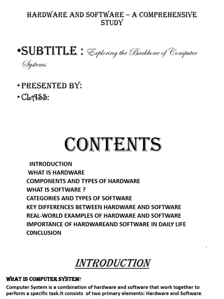 Hardware and Software - A Comprehensive Study - Edited | PDF | Computer ...