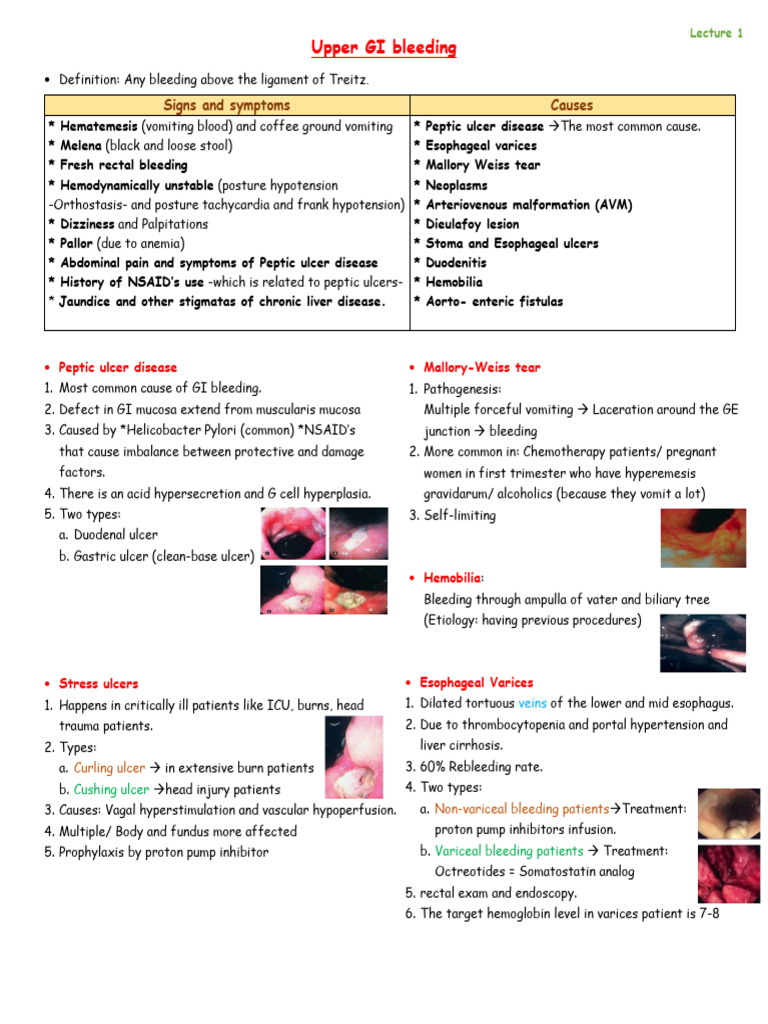Upper GI Bleeding Causes and Management | PDF