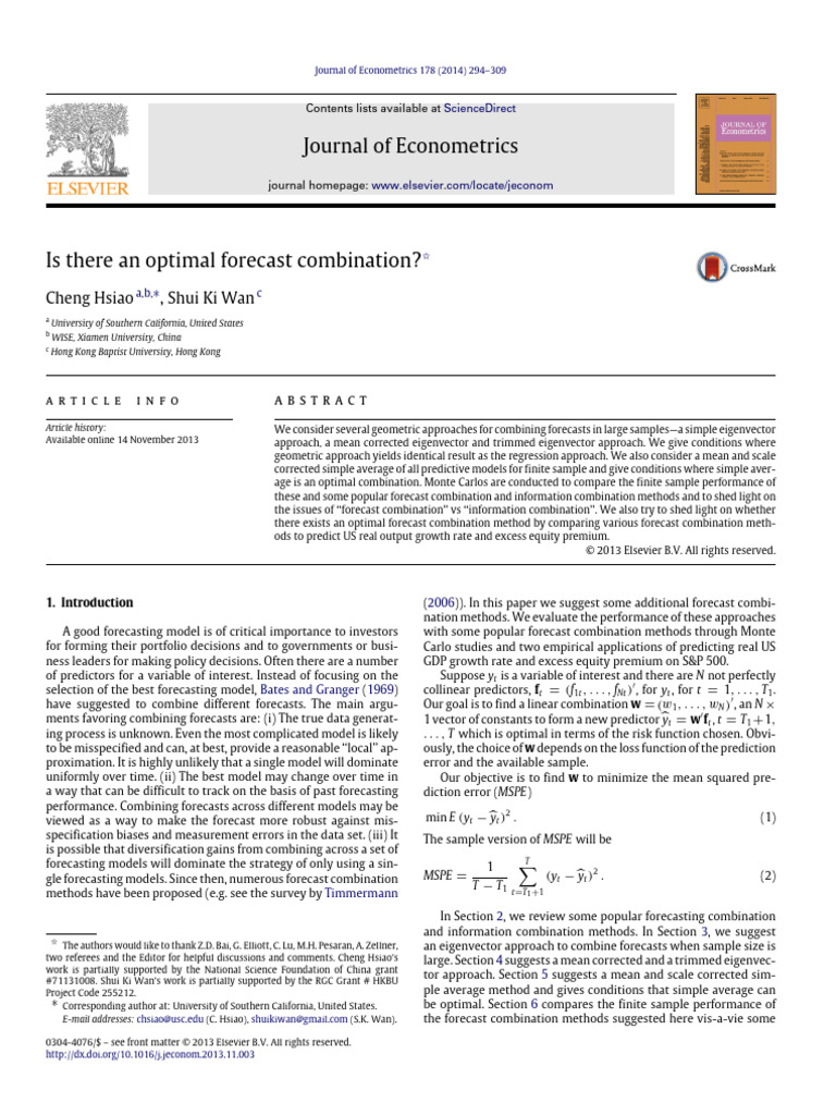 Is There An Optimal Forecast Combination | PDF | Akaike Information ...