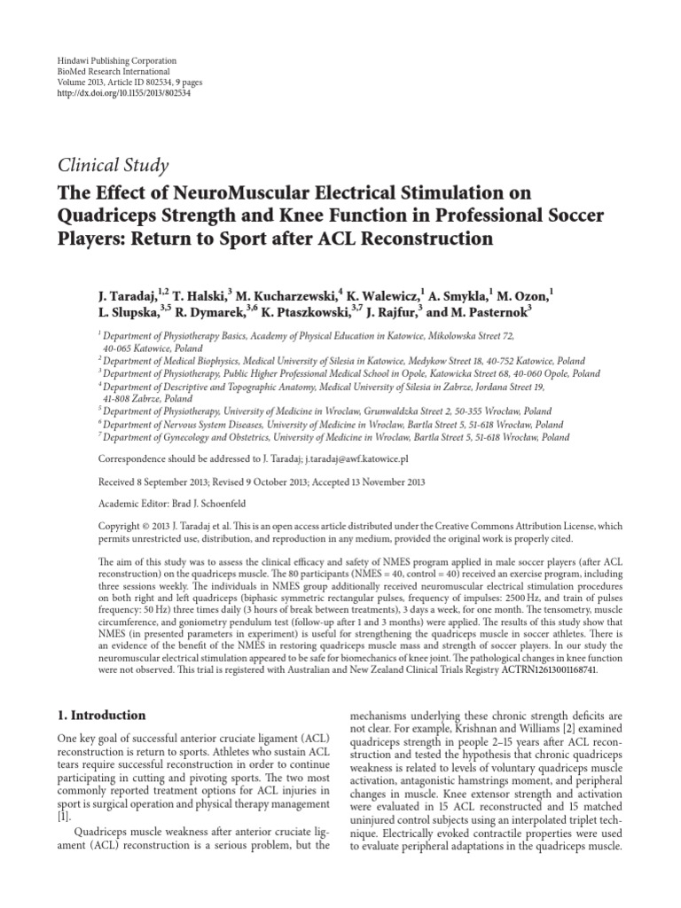 The Effect of NeuroMuscular Electrical Stimulation on prof soccer ...