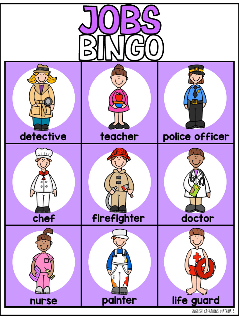 Jobs Bingo Game for Kids | PDF