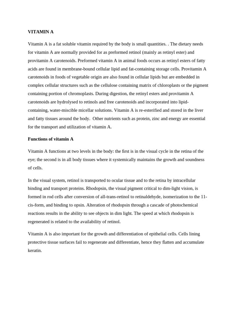 Vitamin A Pdf Vitamin A