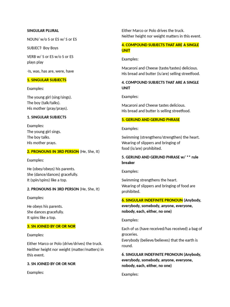 SINGULAR PLURAL | PDF | Grammatical Number | Pronoun