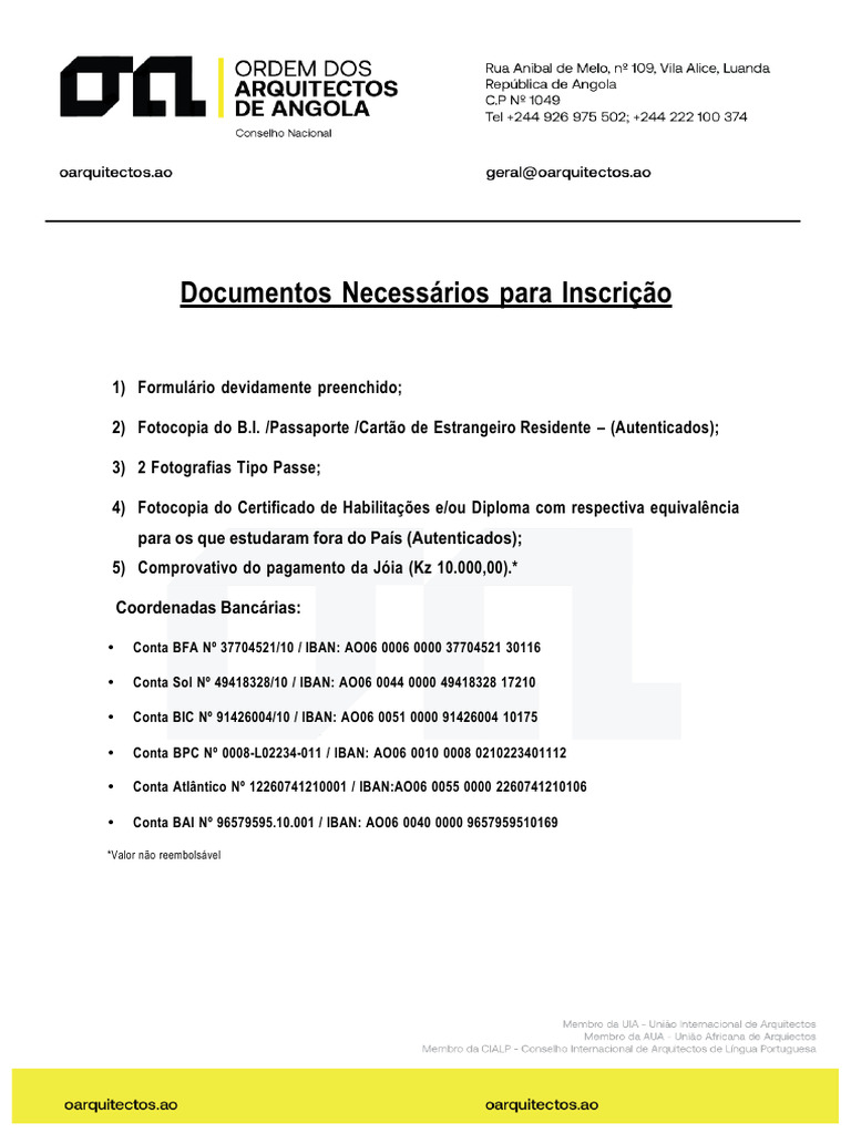 Documentos Necessarios para Inscricao Modelo 2 2 | PDF
