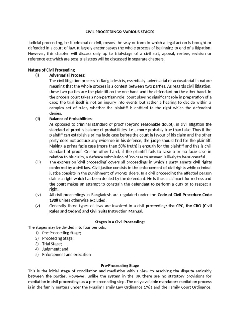 Curated visual reference: Fresh Look at Stages Of Civil Proceedings In Bangladesh Pdf Lawsuit