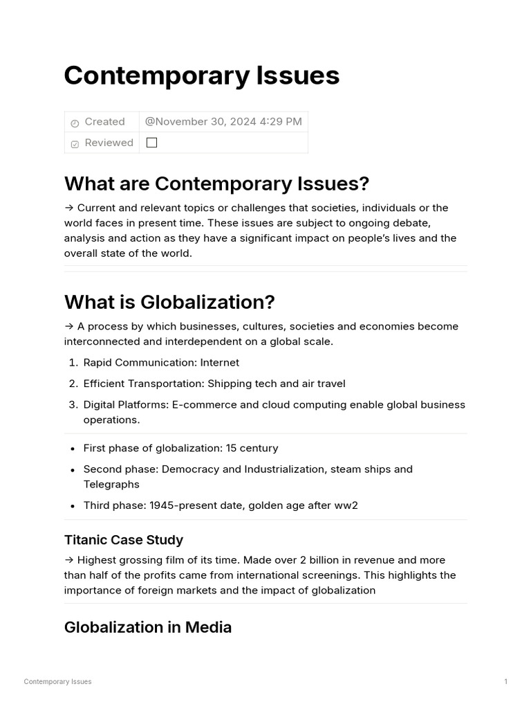 Contemporary Issues | PDF | Mass Media | Popular Culture & Media Studies