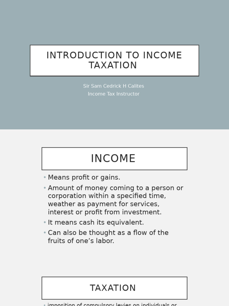 Introduction To Income Taxation | PDF | Taxes | Income Tax