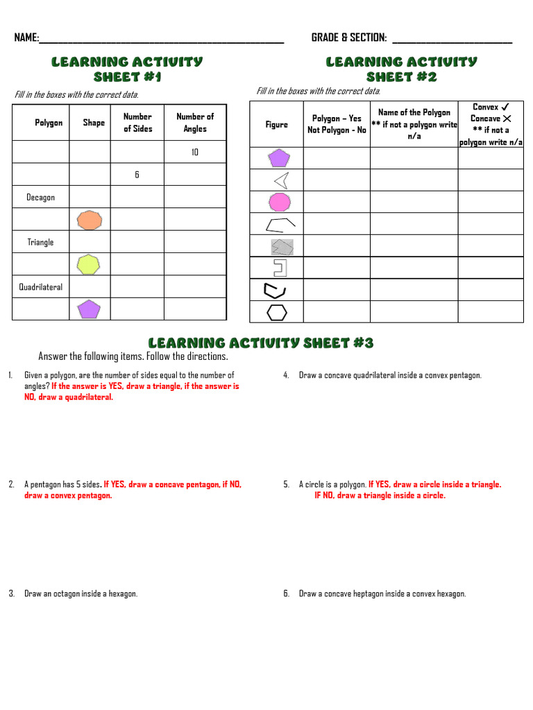 Learning Activity Sheets | PDF | Rectangle | Convex Geometry