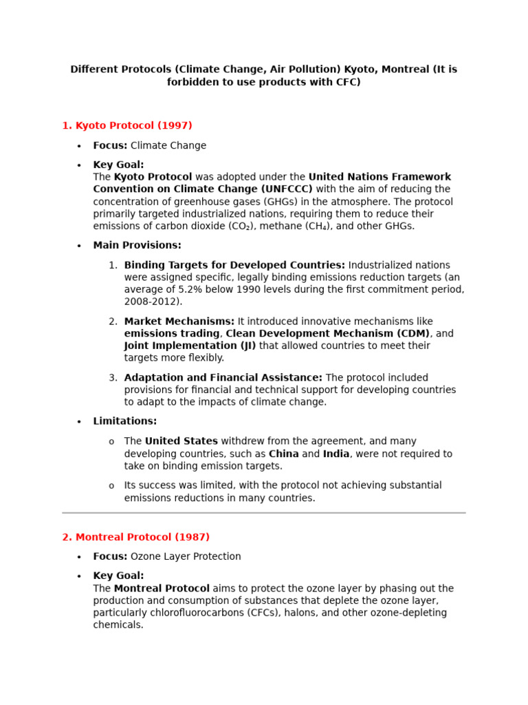 Climate and Air Pollution Protocols Overview | PDF | Climate Change ...