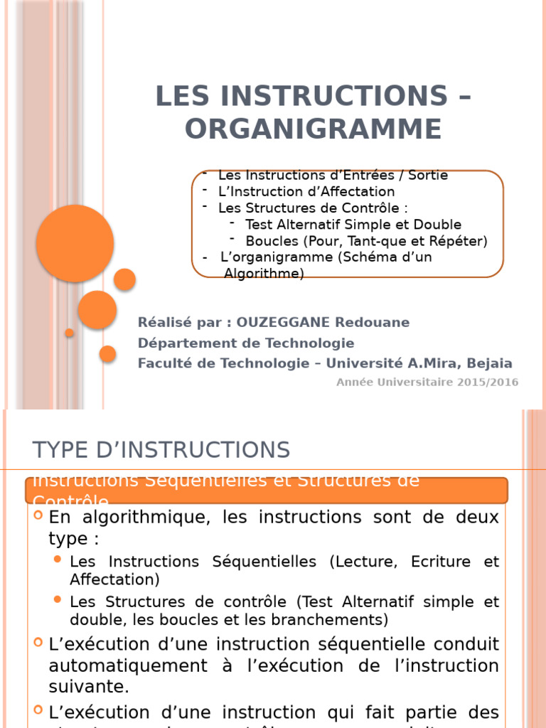 Organigrammes et Boucles en Algorithme | PDF | Structure de contrôle ...