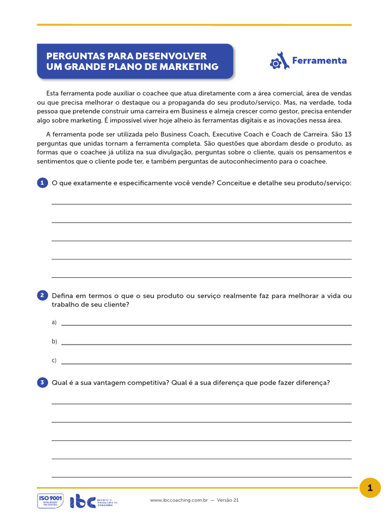 Perguntas para um Plano de Marketing Eficaz | PDF | Marketing ...