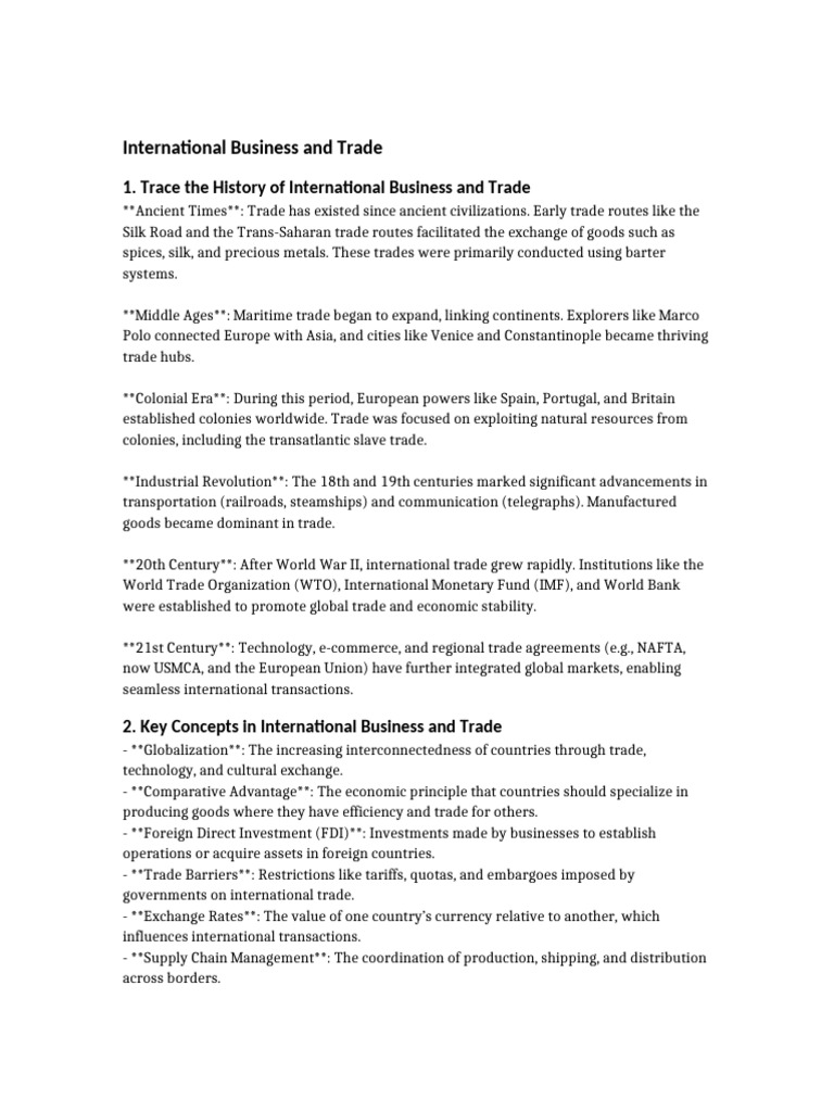 History and Key Concepts of International Trade | PDF | Trade | Market ...