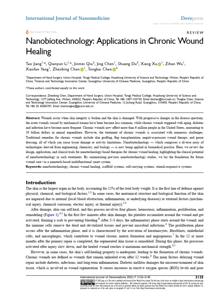 IJN 372211 Nanobiotechnology Applications in Chronic Wound Healing ...