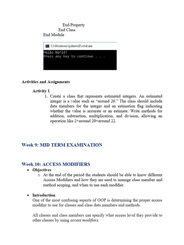 W11 - Access Modifiers | PDF