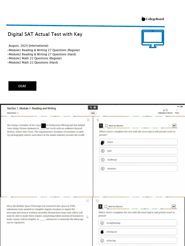 Digital SAT Test Overview 2024 | PDF