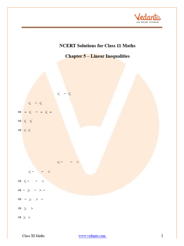 Ncert solutions for class 11 maths chapter 5 linear inequalities