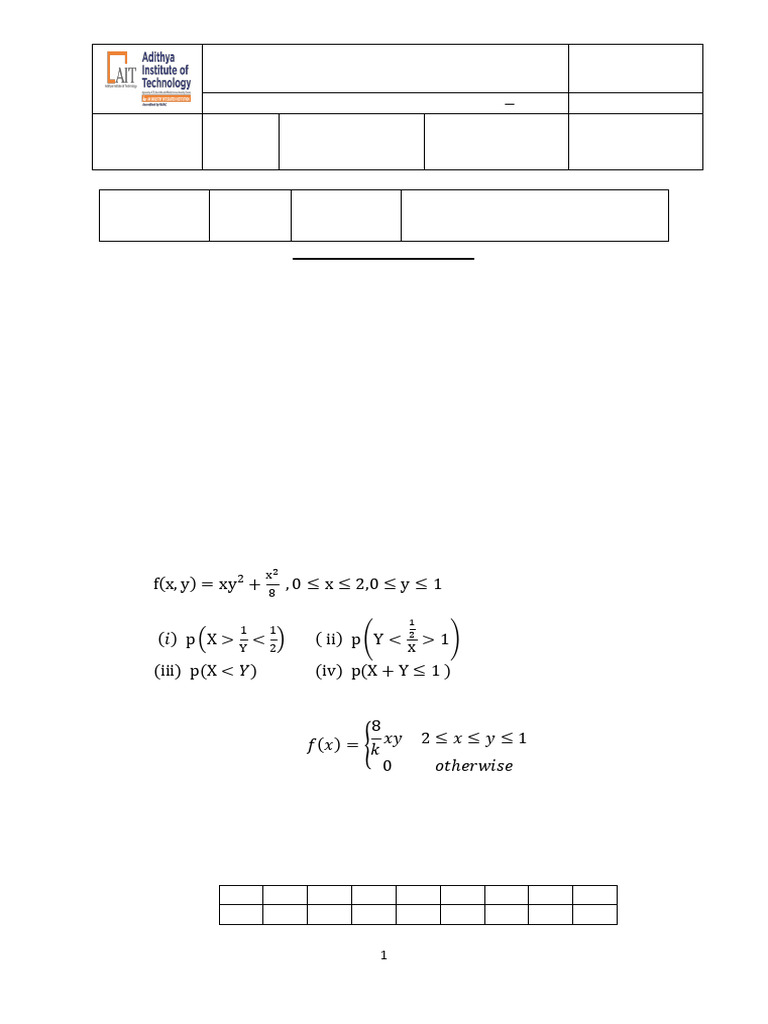 Internal Assessment Test for M.E. CSE | PDF | Covariance | Covariance ...