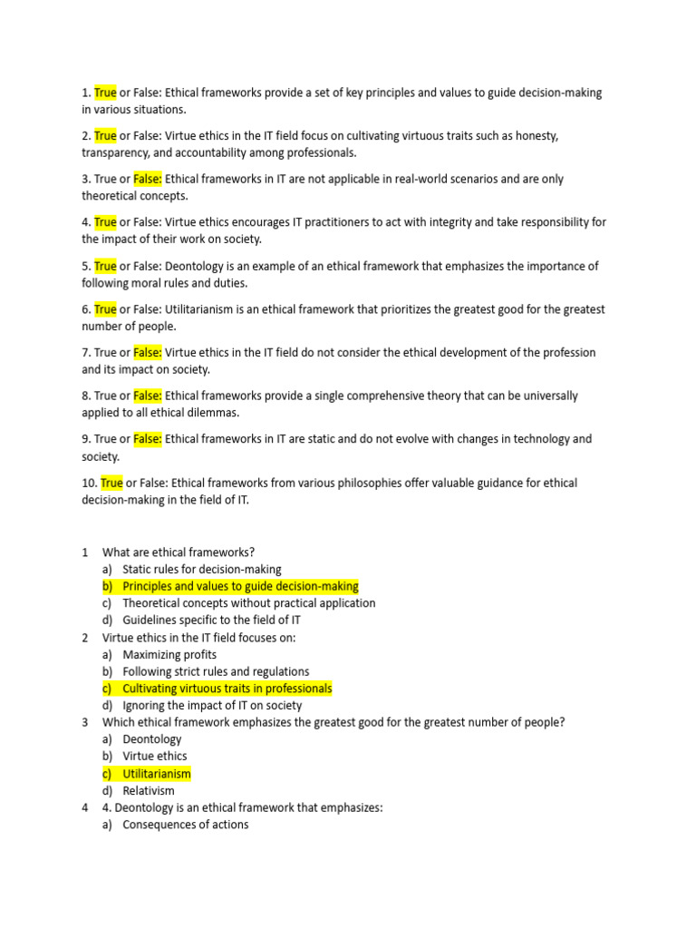 Ethical Frameworks in IT Decision-Making | PDF | Virtue Ethics ...