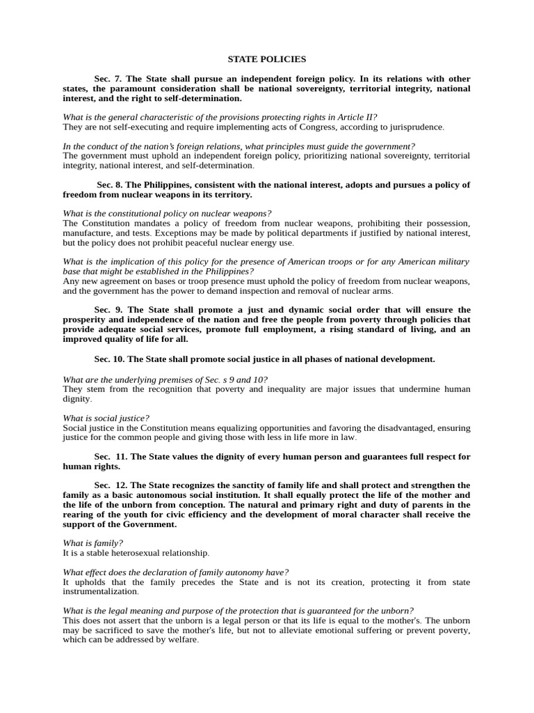 Article II State Policies | PDF | Justice | Crime & Violence