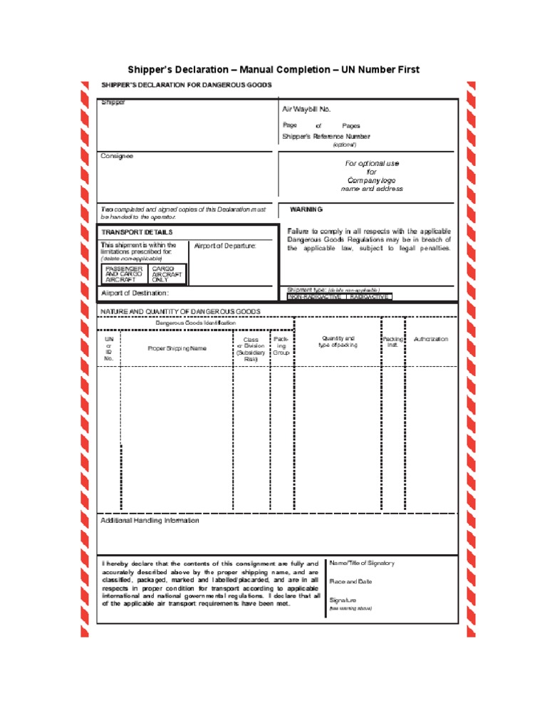 Manual Shipper's Declaration Guide | PDF