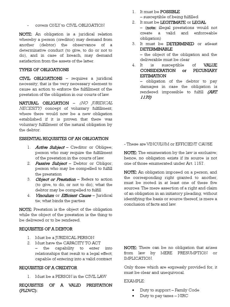 Understanding Civil Obligations and Contracts | PDF | Law Of ...