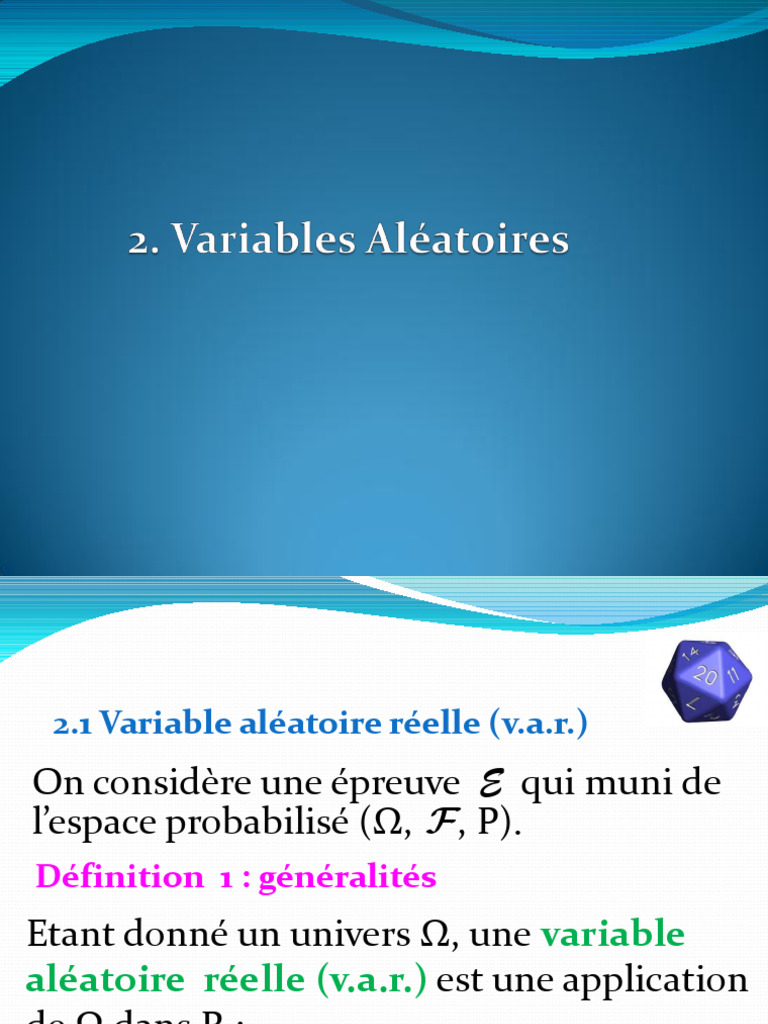 Variables Aléatoires | PDF | Probabilité | Analyse mathématique