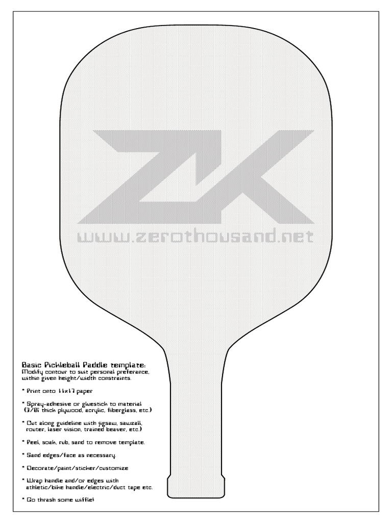 DIY Pickleball Paddle Template Guide | PDF