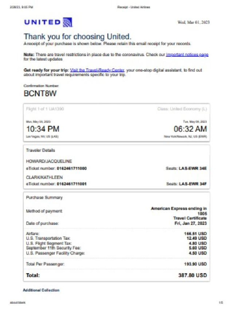 Receipt - United Airlines - 20250120 - 151532 | PDF
