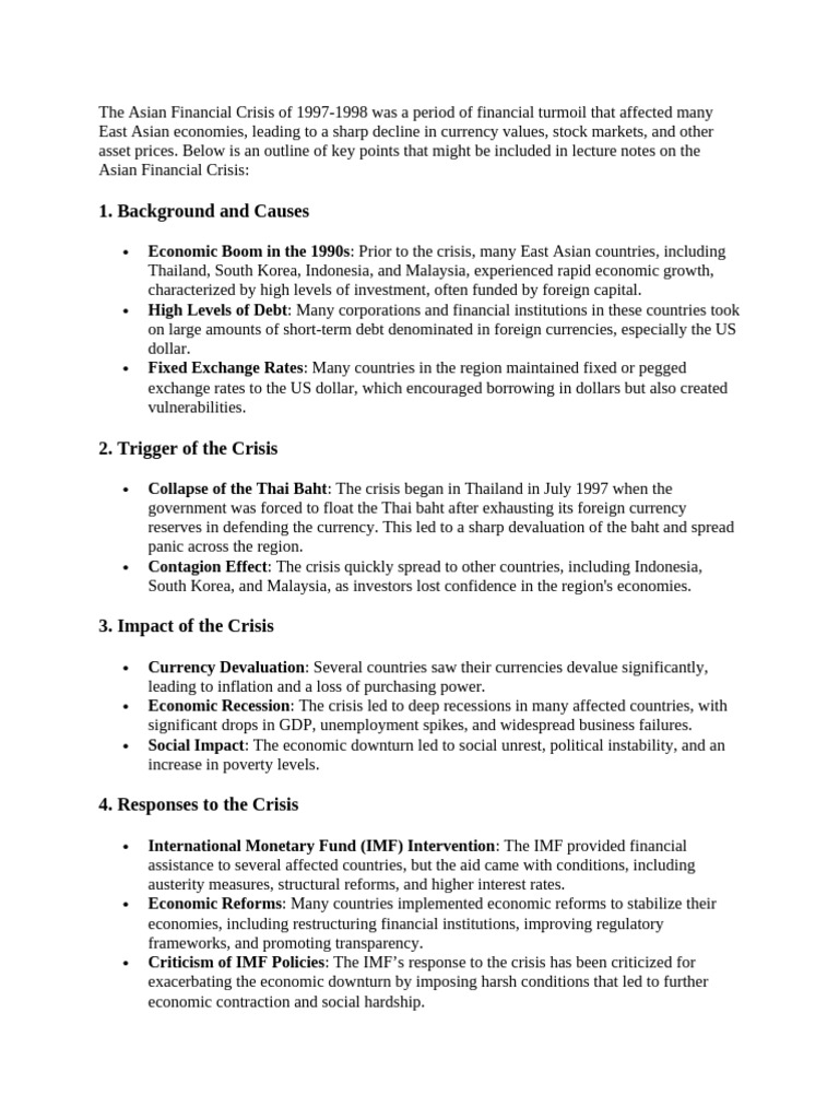 Overview of the 1997 Asian Financial Crisis | PDF | Cost Of Living ...