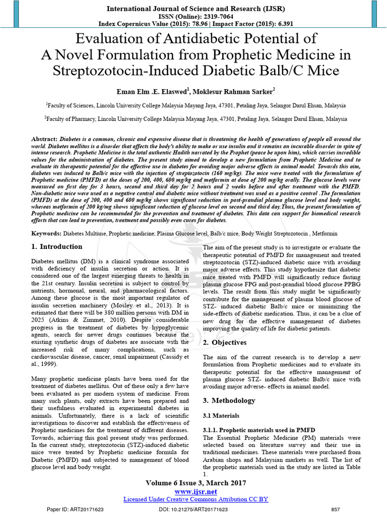 Antidiabetic Effects of Prophetic Medicine | PDF | Diabetes | Medical ...
