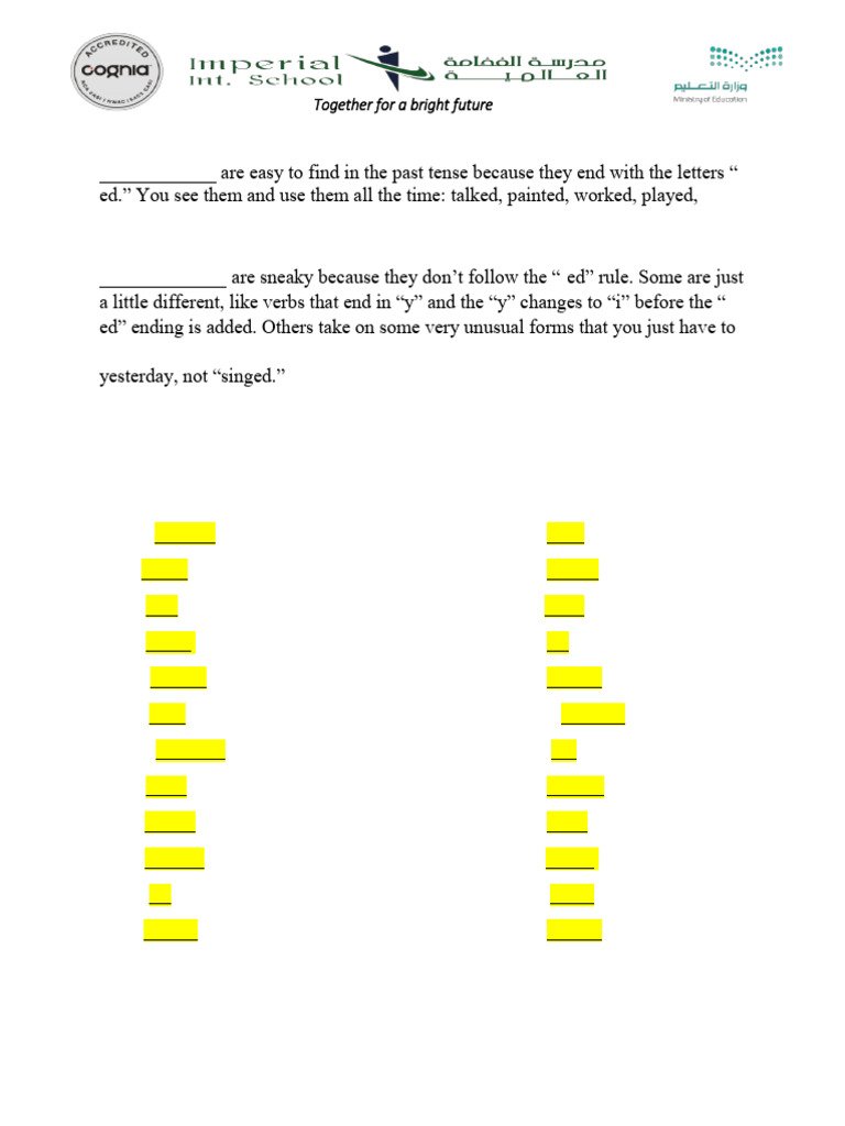 Past Tense Verbs: Regular and Irregular | PDF | Grammatical Tense | Verb