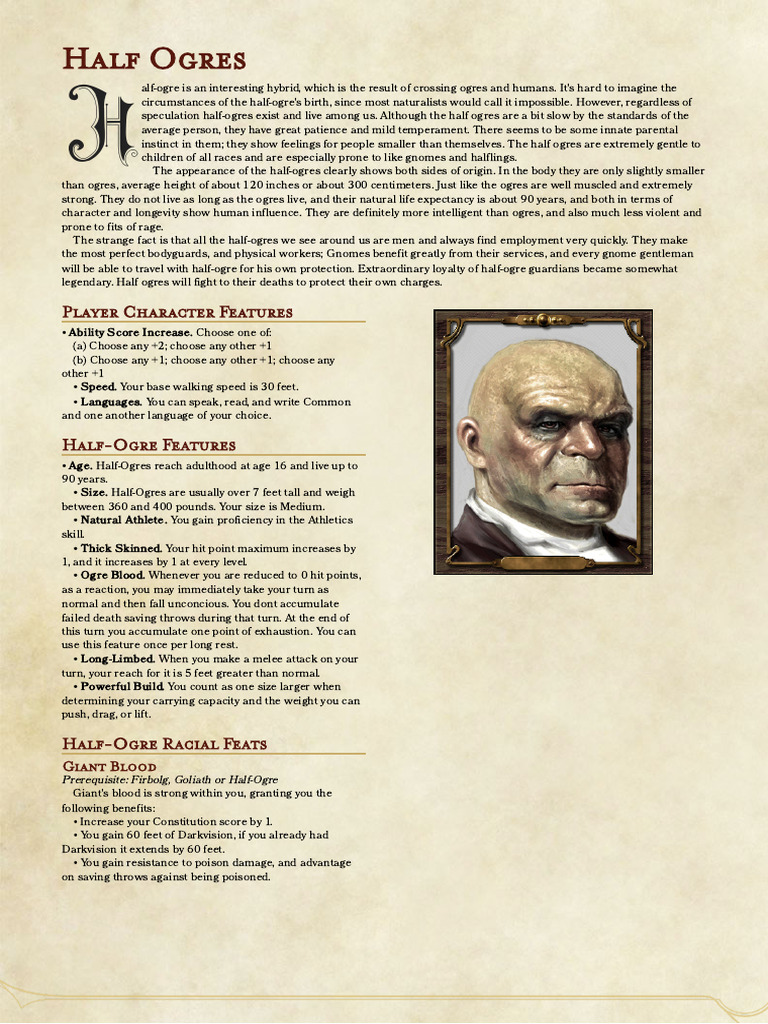 Half-Ogre Characteristics and Features | PDF