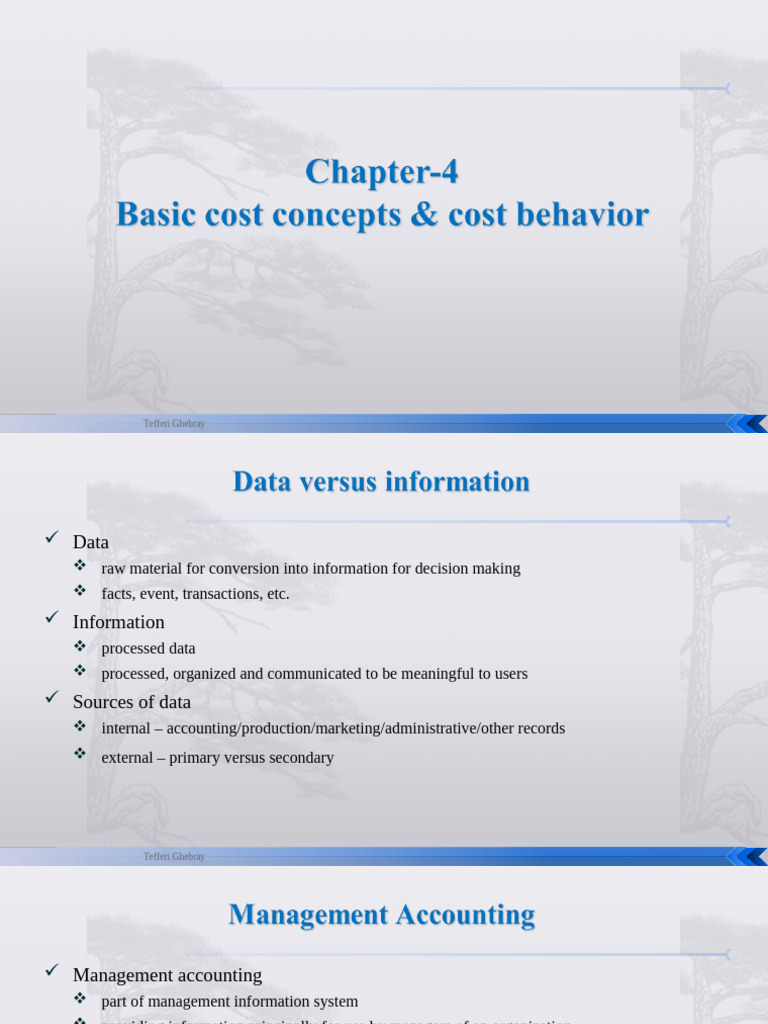 Chapter 4 Basic Cost Concepts and Cost Behavior Revised 2023 | PDF ...