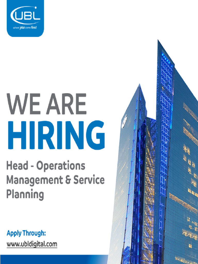 Hiring Head - Operations Management & Service Planning | PDF