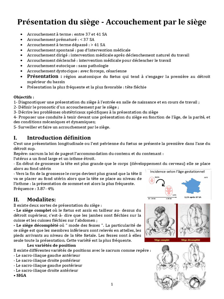 Accouchement par le siège : Guide pratique | PDF | Accouchement ...